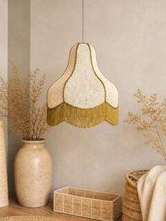 For spaces that deserve more than ordinary lighting. 

Woven rattan with delicate yarn fringe, soft green hues, and a lot of character. 

#rattanlighting
#canefurniture 
#lightingdesign
